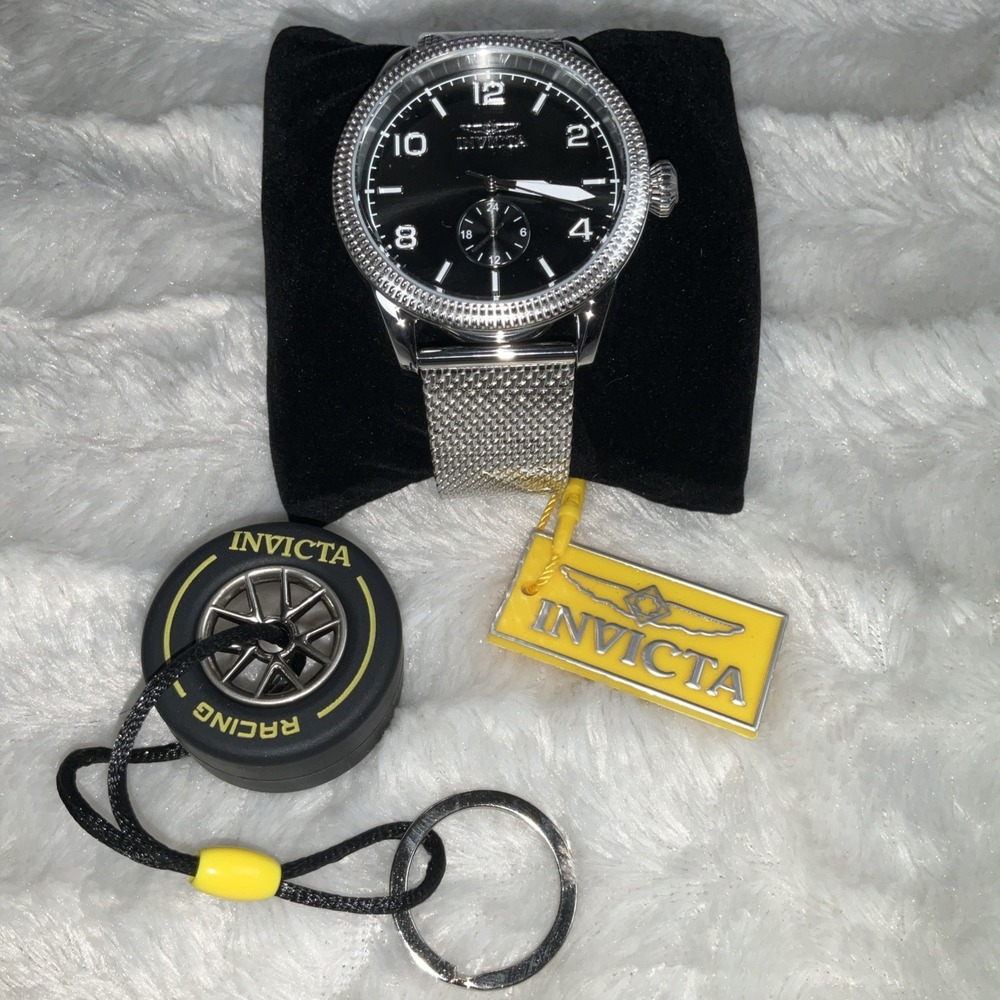 Invicta Mens Pro Diver Quartz Black Dial Arabic Numerals Stainless Mesh Bracelet